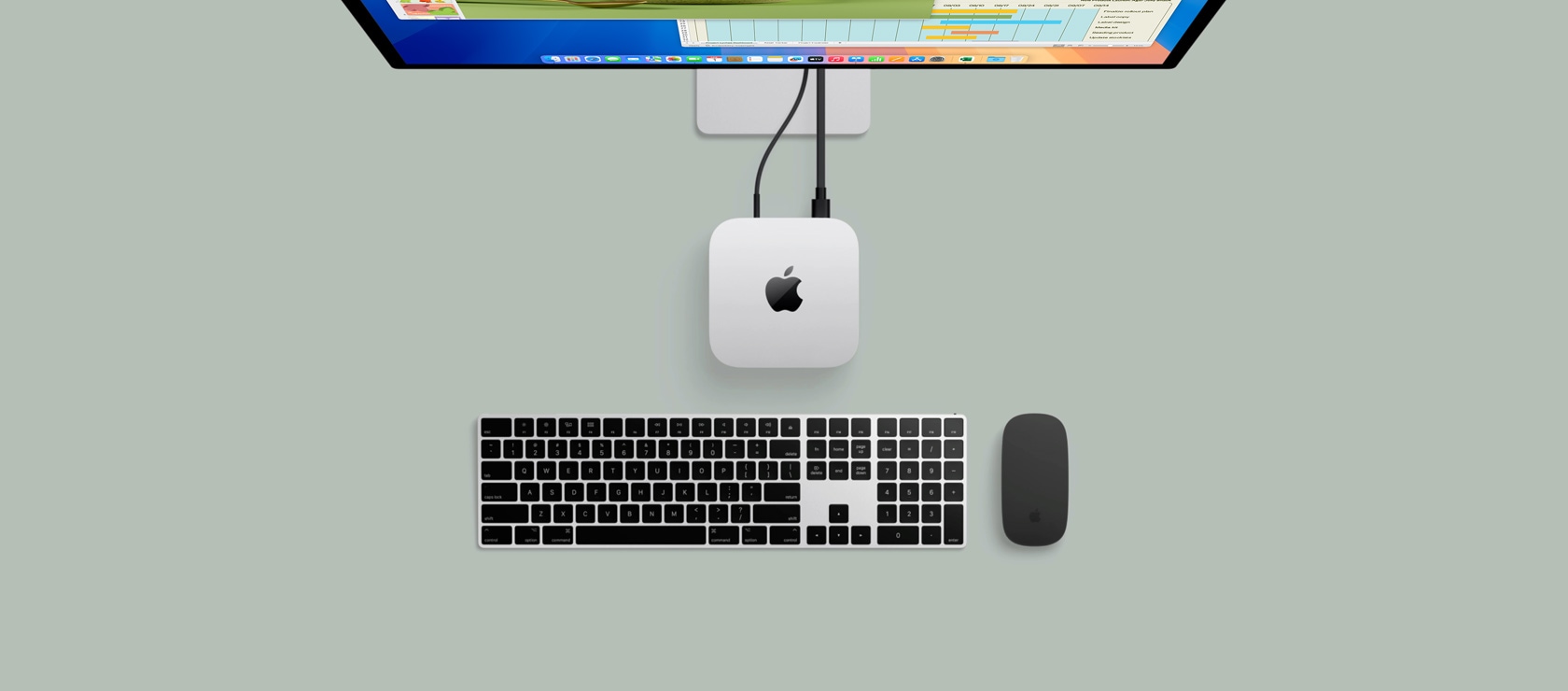 Mac mini със Studio Display, Magic Keyboard, Magic Mouse