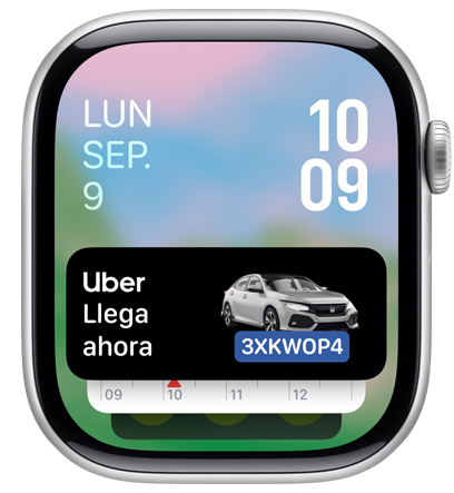 La pantalla de un Apple Watch con el widget de la app de Uber