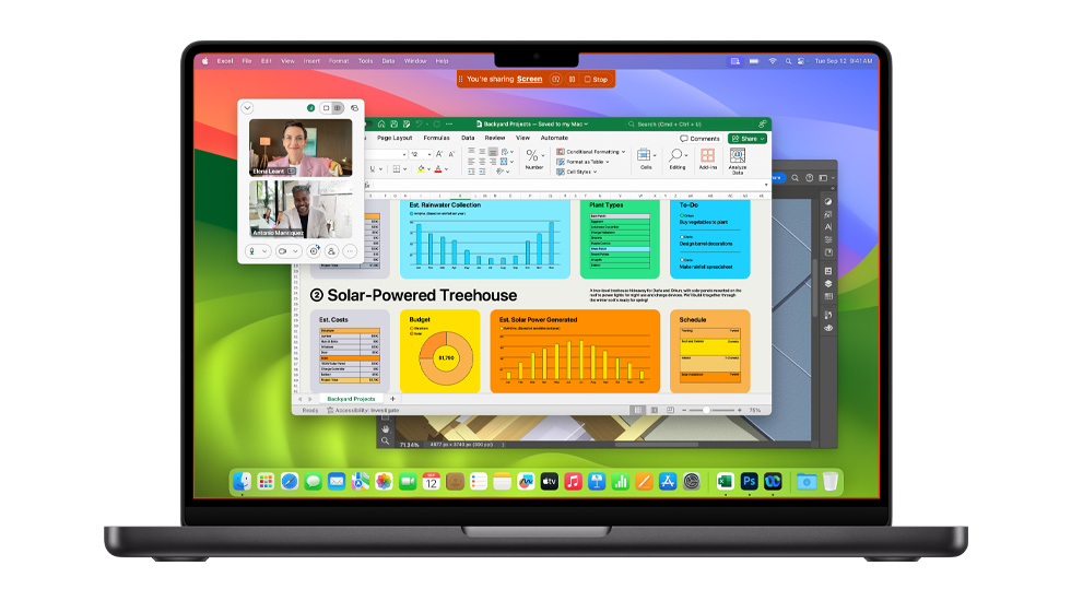 Layar Mac yang memperlihatkan beberapa aplikasi yang terbuka, termasuk Zoom dan Excel.