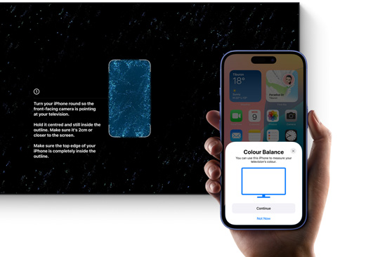 iPhone being used to color balance a television
