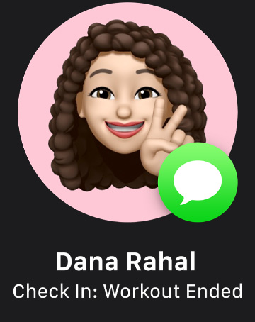 A memoji with Messages icon indicating Check In