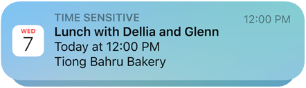 Image of Calendar app push notification