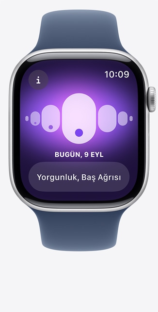 Apple Watch Series 10’da Uykudaki Değişiklikler’i gösteren Döngü İzleme uygulamasının önden görünümü.