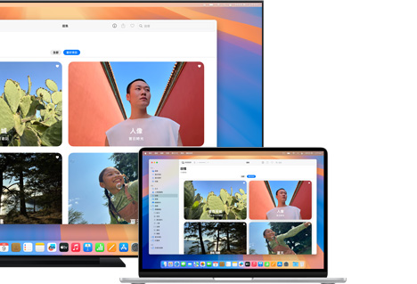 透過 Apple AirPlay 將 Mac 上的照片分享到平面電視。