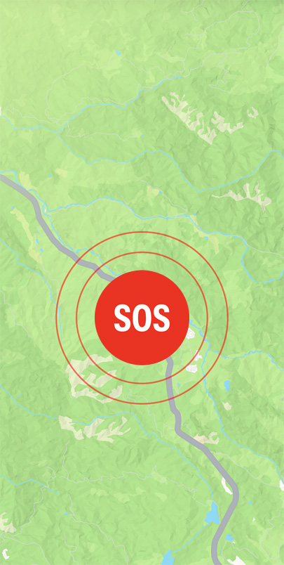 Emergencia SOS sobre una ruta en Mapas de Apple.