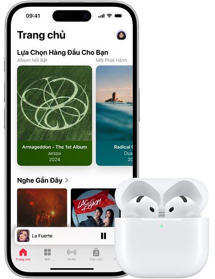 Minh họa tính năng Thông Suốt với iPhone và AirPods