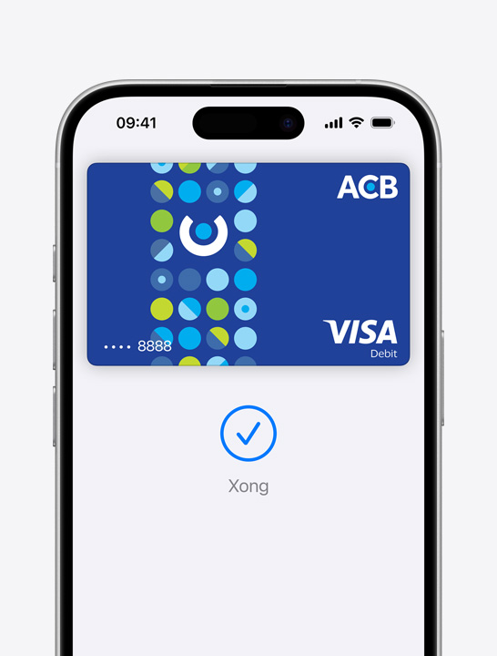 Thẻ tín dụng trong Apple Pay trên màn hình.