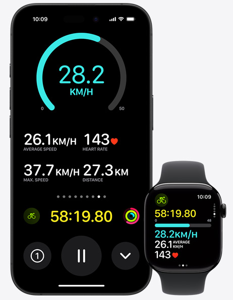 Turn-by-turn directions being shown on both iPhone 16 and Apple Watch Series 10.