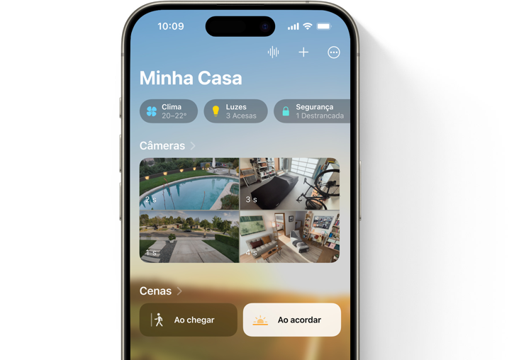 iPhone exibe a tela 'Minha Casa' no app Casa