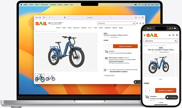 Écrans d’iPhone et d’Macbook montrant la même page Safari