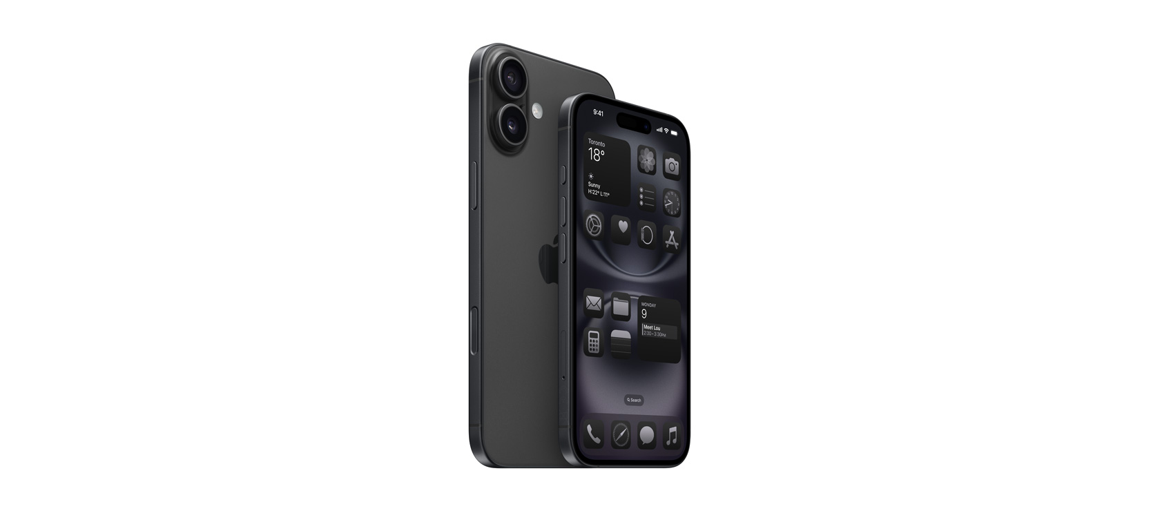 6.7-inch iPhone 16 Plus and 6.1-inch iPhone 16 in Black