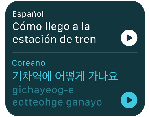 Una pantalla muestra la app Translate que traduce una frase del inglés al coreano