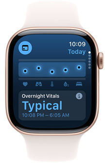 Eine Apple Watch zeigt die neue Vitalzeichen App.