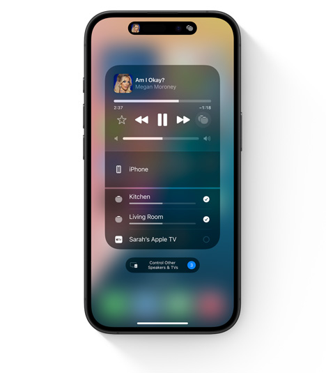 iPhone showing the AirPlay UI for multi-room audio