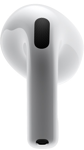 AirPods 4 mit der Rückansicht eines des AirPods.