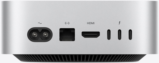 Rückansicht der Mac mini Anschlüsse