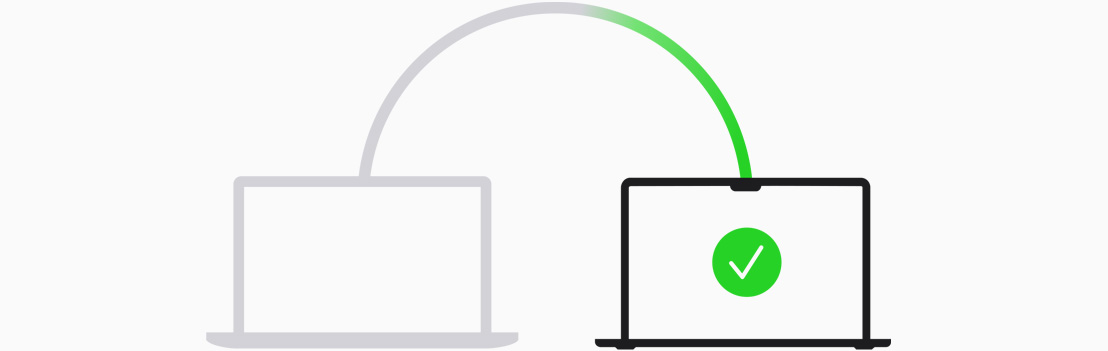 Simple illustration demonstrating the transfer of data from an old laptop to a new one.